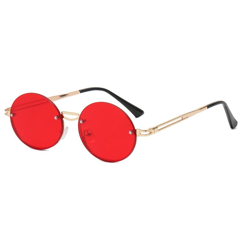 Round Shape Rimless Sunglasses For Woman Vintage Style Anti-Reflective Sun Glasses Woman Stylish Travelling Men Sunglass