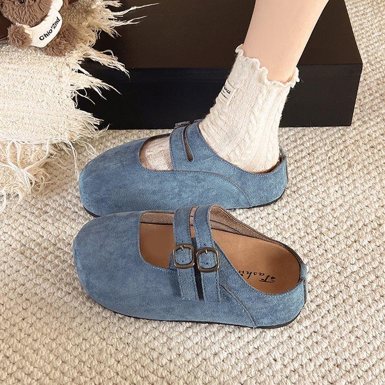 Mori retro round head thick-soled bag head slippers for women's outer wear 2025 spring new soft-soled lazy one-pedal slippers