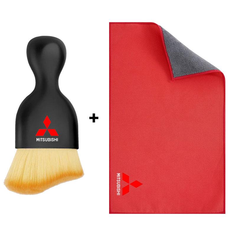 cwtnuk1 Car Interior Cleaning Soft Brush Car Wash Towel Microfiber Cleaning Rag Cloth Emblems For Mitsubishi ASX Lancer 10 Pajero
