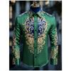 Men's Luxury Long Sleeved Shirt, Baroque Gold Floral 3D Printed Shirt, Casual and Comfortable, Men's Formal Dress Shirt