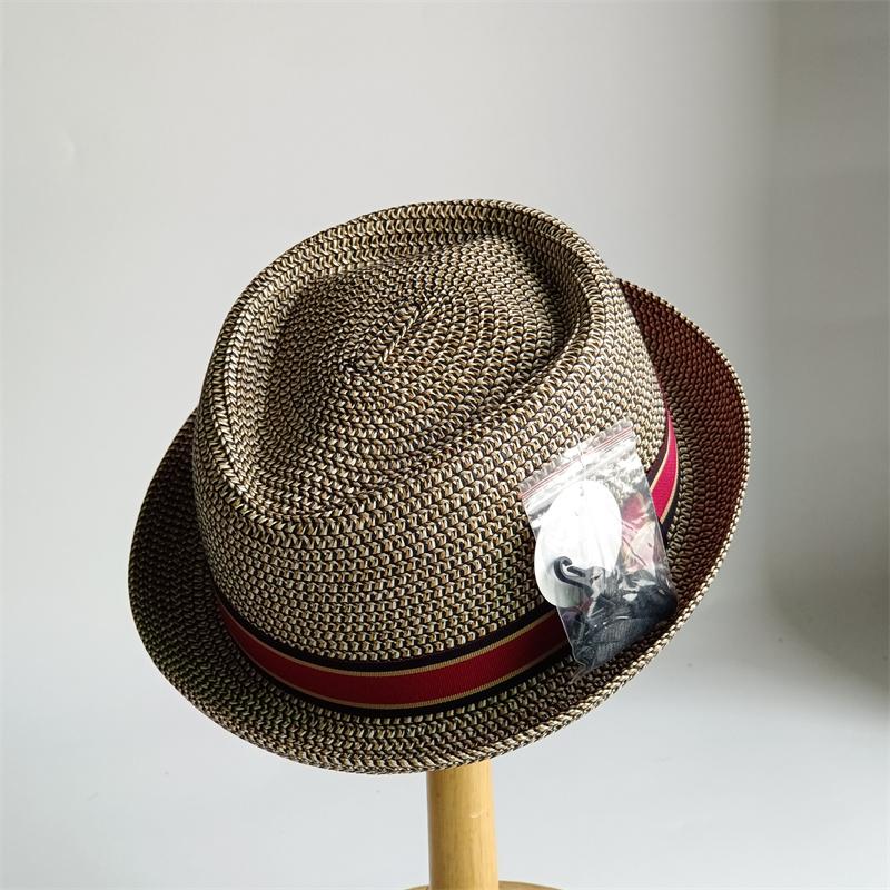 Men's Pork Pie Hat Vintage British Trilby Straw Hat Fedora Breathable Beach Sun Hat Handwoven Straw Panama Hat Cuban Travel Cap