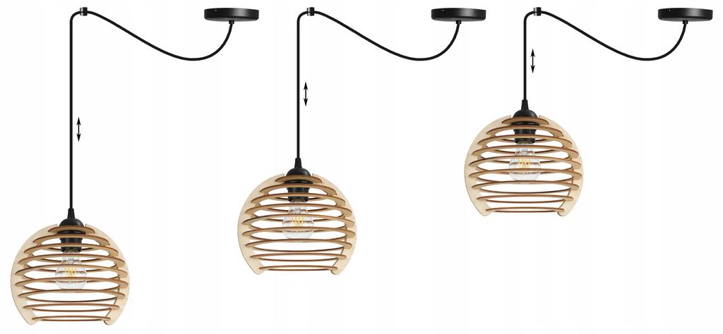 Hanging Lamp, Ceiling Chandelier, Wooden, Led Lampshade