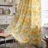 Cotton Linen Floral with Tassels Oil Paint CurtainThick Blackout Curtains for Living Room American Vintage Drape Bedroom Valance