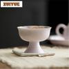 70ml Hand Drawn Flower Pink Beige High Foot Teacup Vintage Tea Bowl Cute Cup Tea-tasting Personal Cup Jianzhan Master Cups Craft