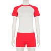 European-American Raglan Color-Block Sports Suit: Short-Sleeve Top, Solid Shorts & Headband