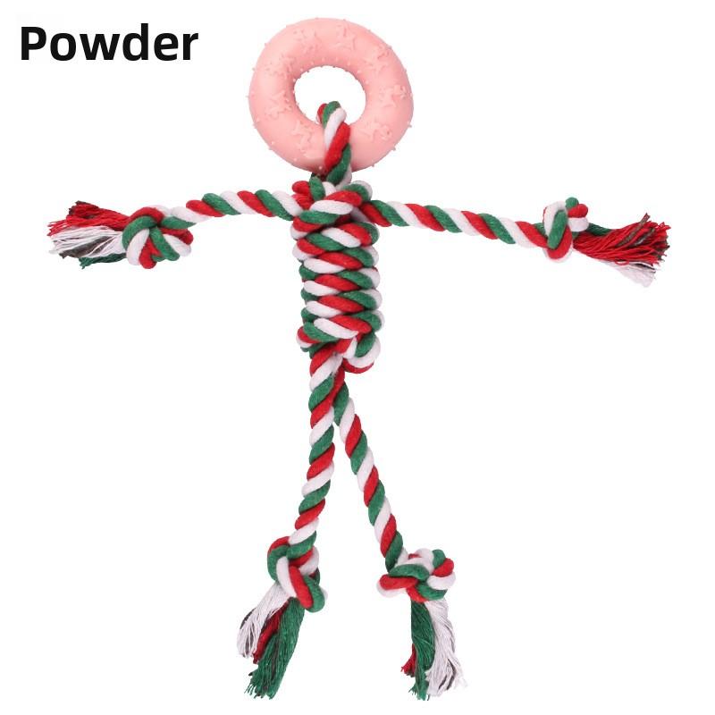 

New Pet Cotton Rope Toy Halloween Teething, Biting and Boring Dog Toy Herringbone Puppy Ring Christmas Set цвітіння вишні, рожевий колір