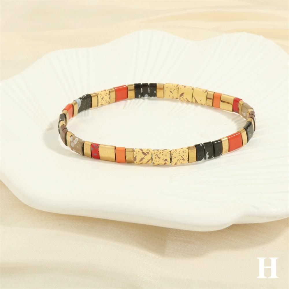 Geometric Type Elastic Bracelet Colorful Stackable Bracelet Fashion Tila Beads Bracelet  Women