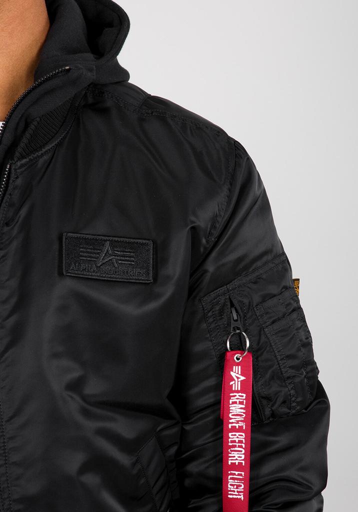 Winter Jacket Alpha Industries MA-1 ZH Back Print (128113) Zip Hood Back Print Bomber Jacket Black Reflective