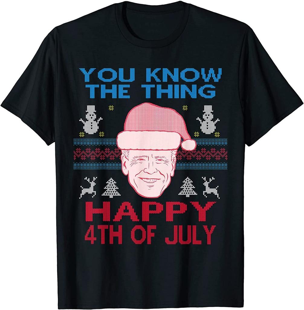 NEW LIMITED! Happy Christmas Biden 4th Of July Funny Christmas Tee - MADE IN USA