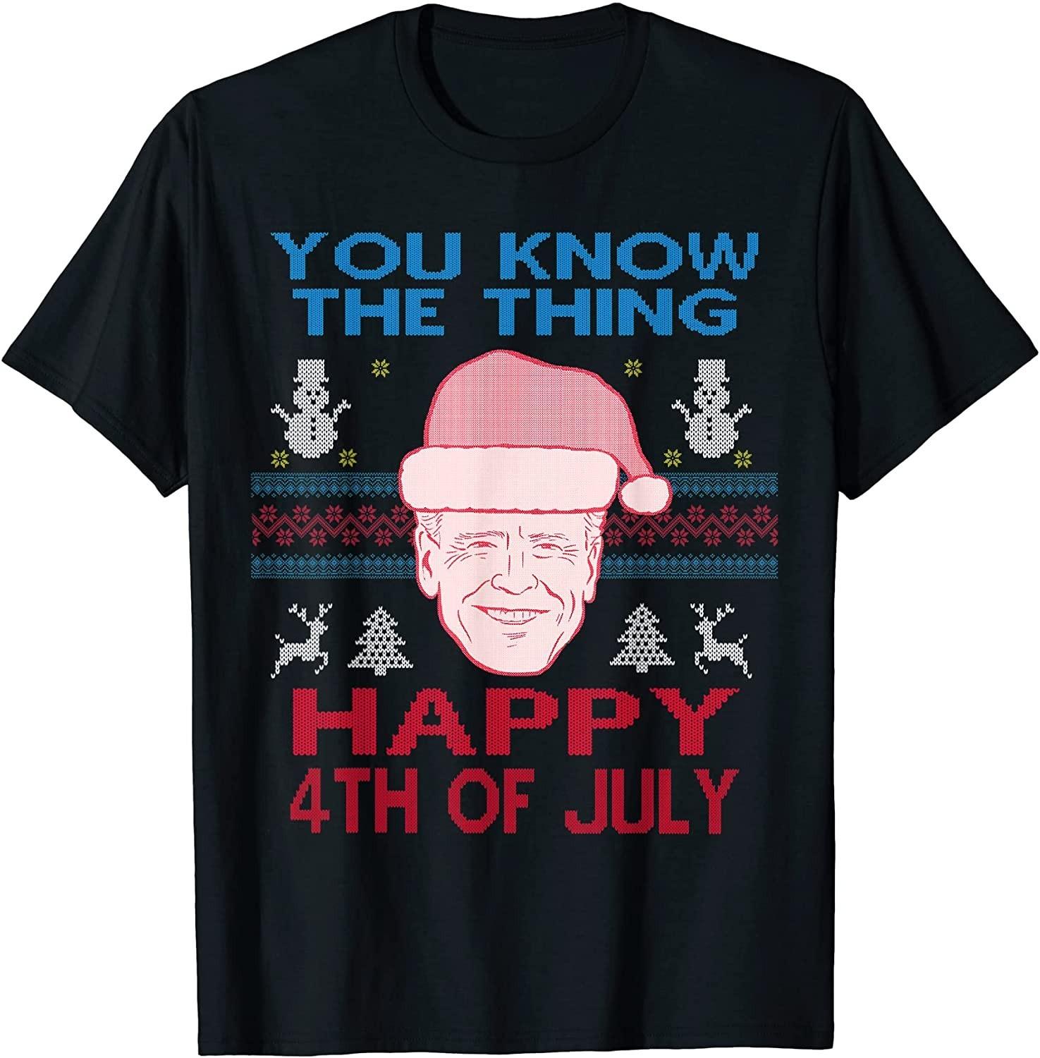 NEW LIMITED! Happy Christmas Biden 4th Of July Funny Christmas Tee - MADE IN USA XXL