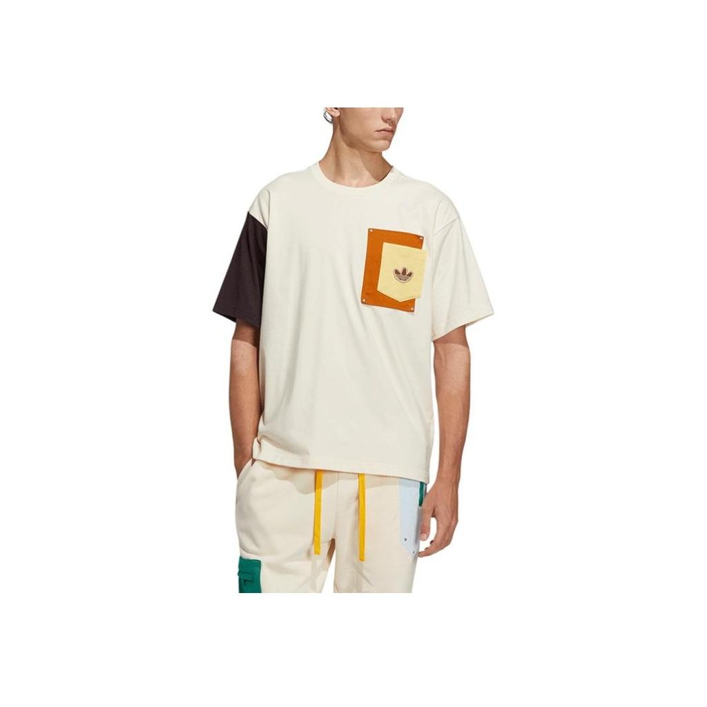 Adidas Originals Trefoil Puppet Series Colorblock Pocket Crew Neck Short Sleeve T-Shirt Unisex Tops Off-White HC0343