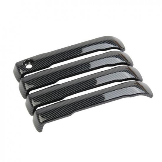 Carbon Fiber Style 4PCS Side Door Handles Trims Cover For Toyota Tundra +