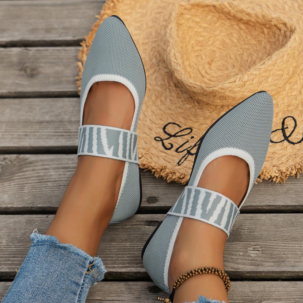 Fashion Knitted Color-block Women's Flat Shoes Dressy Ballet Flats Casual striped straps Pointed Toe Loafers Female Daily Shoes Big Size