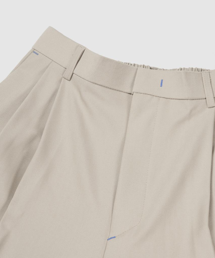 STIGMA 23 Two Tuck Banding Wide Slacks Beige