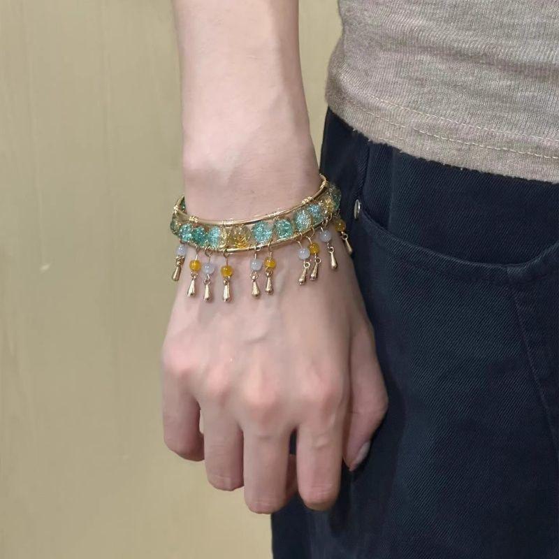 Chinese Style Bracelets With Glass Beads And Tassel For Fashion And Elegant Wear
