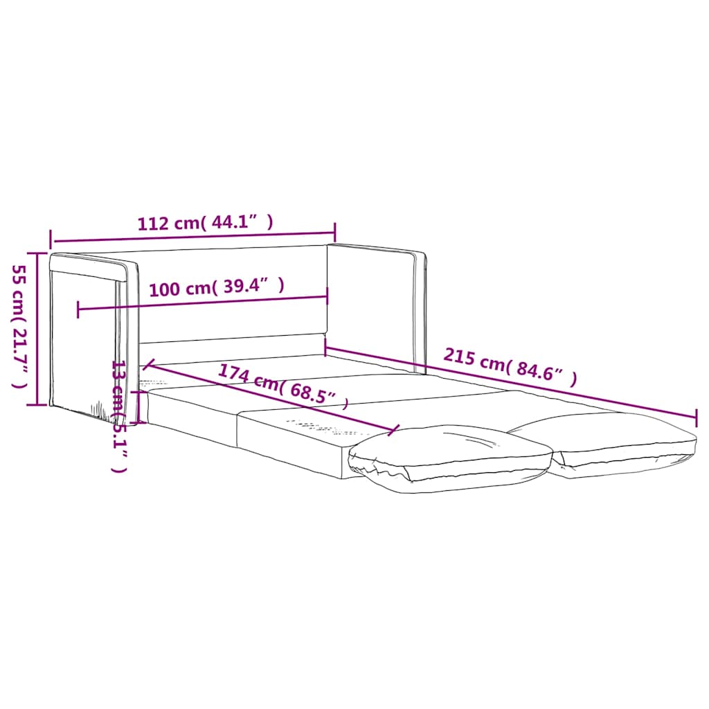 Floor Sofa with Sleeping Function Light Grey 112x174x55 Cm Fabric