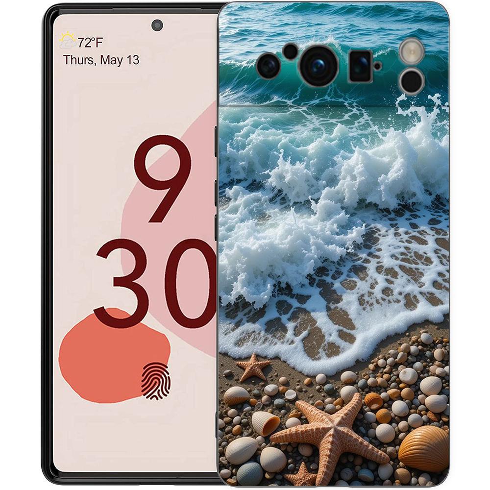 

Seaside Scenery Wave Beach Pattern Phone Case For Google Pixel 10 9 8 7 Pro 9A 8A 7A 6A 6 Pro XL Soft TPU Bumper Black Cover Pixel 9 Pro