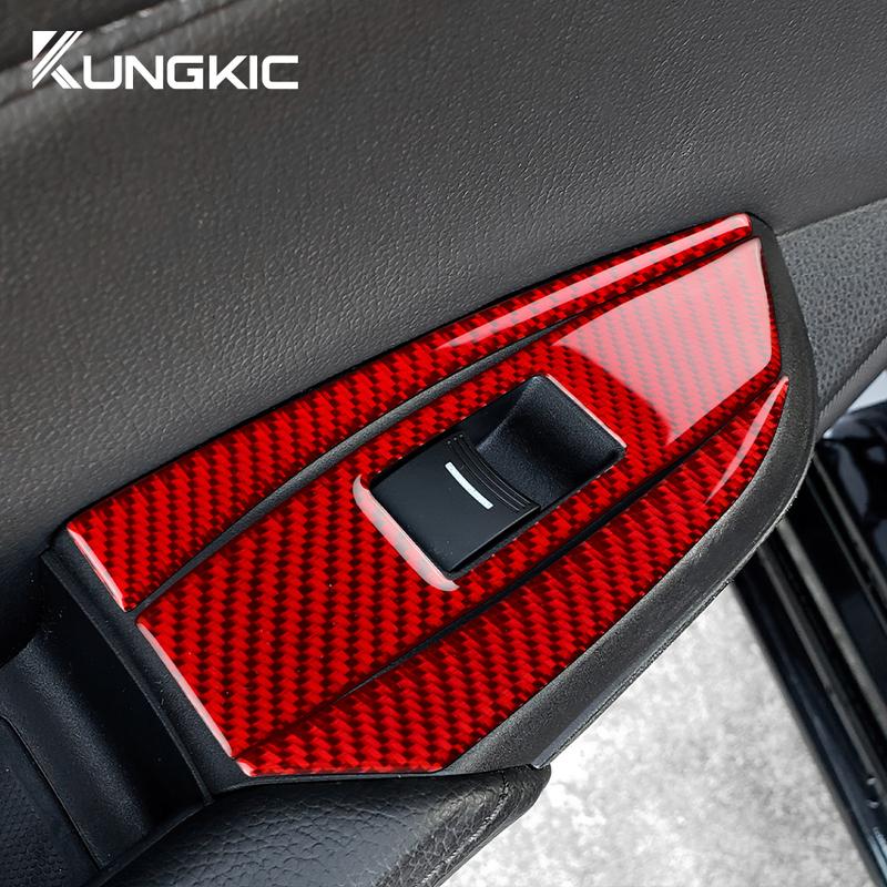 Real Soft Carbon Fiber Sticker for Acura ILX 2013 2014 2015 2016 2017 2018 2019 2020 2021 2022 LHD Car Window Button Panel Trim.