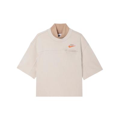 Sportswear City Utility Embroidered Logo Print Short Sleeve T-Shirt Women Tops Light-Redwood-Brown FB7227-104