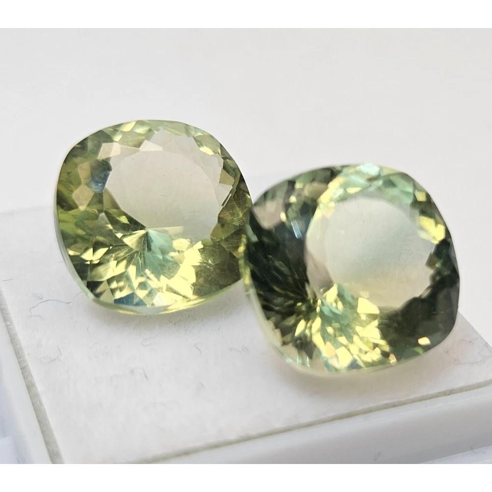 Natural Bi-Color Tourmaline Cushion Cut 8-9 Ct Pair Stunning Certified Gemstone