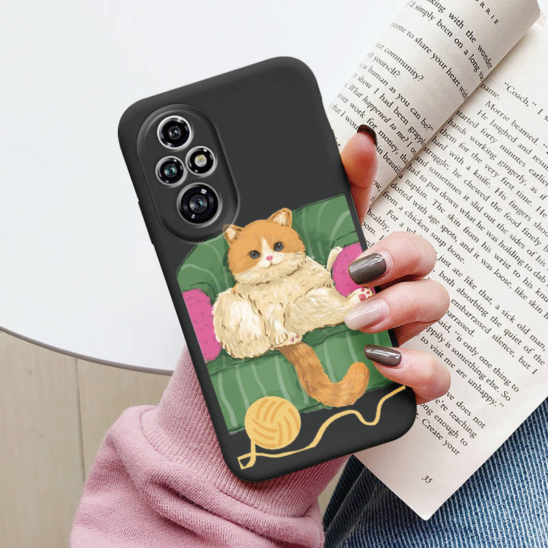 Cartoon Case For Honor 50 70 X7 X7A X7b 90 Lite 90 Smart 400 200 Pro 200 Lite Cute Black Cat Cover Soft Back Shell for Honor 400