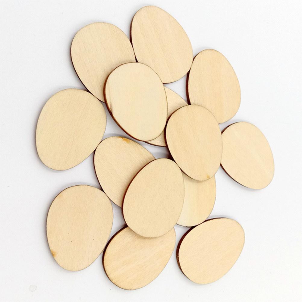 100Pcs Unfinished Egg Shape Lime Wood Craft Cutouts for DIY Signs Tags Christmas Ornaments Nursery Wall Mount Decoration