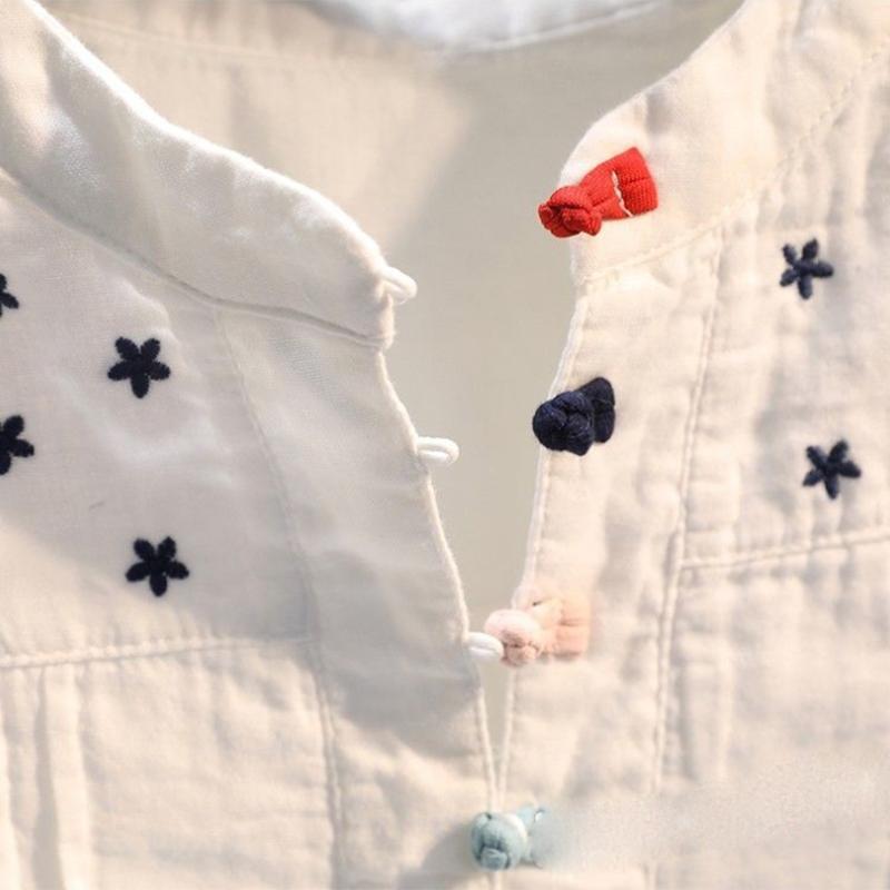 Color Disc Button Shirt White Pullover Shirt Female Spring and Summer Shirt Korean Loose Casual Shirt Top