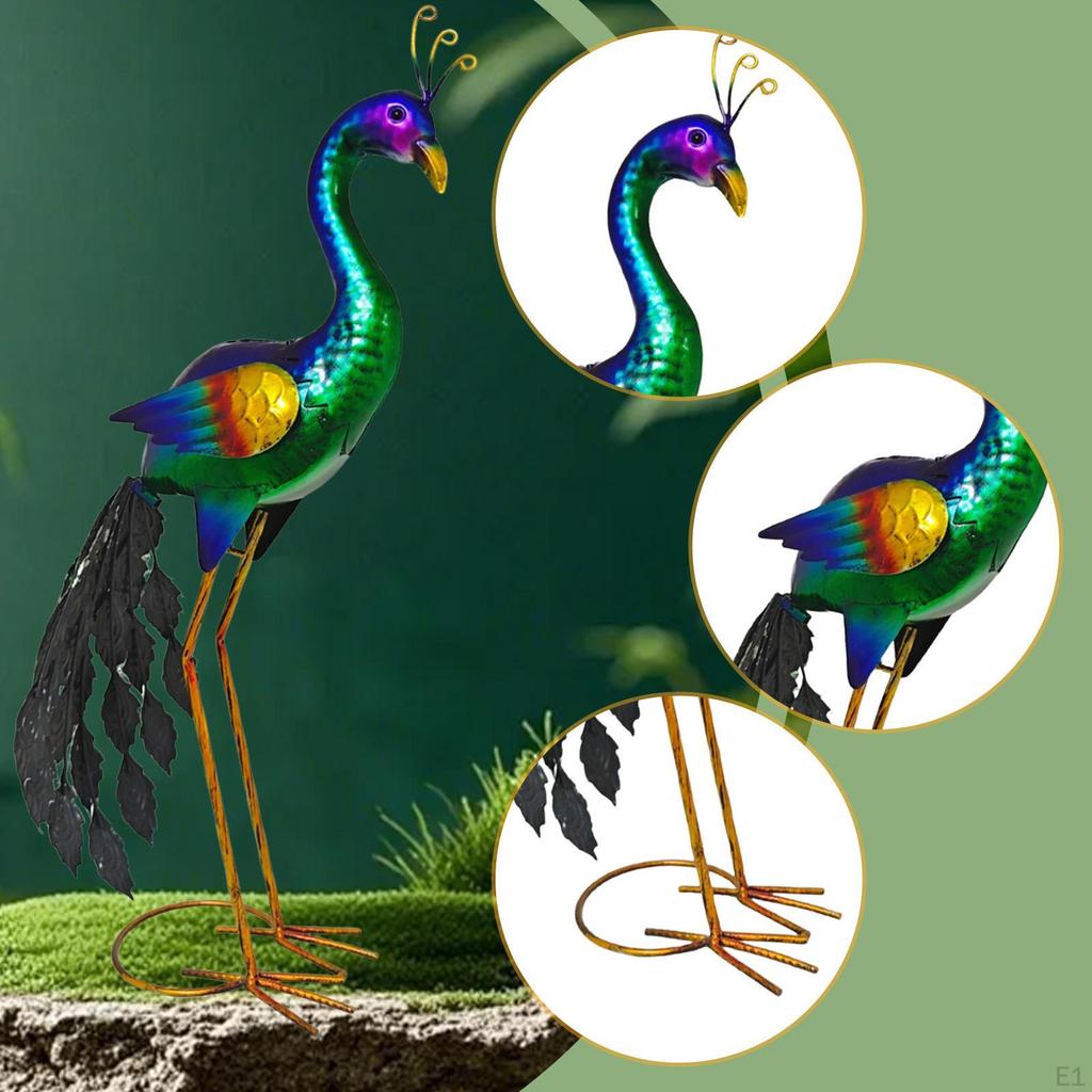 Peacock Garden Statue Decorative Figurine Metal Creative Lawn Ornament Iron Art Sculpture for Porch