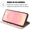 Phone Case - BOOLING - for Samsung Galaxy S25 FE - Shockproof Pink Synthetic Leather - 2 Tempered Glass