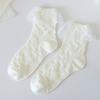 JK Girl Ruffle Lace Trim Cotton Ankle Socks Jacquard Knit Frilly Socks for Women