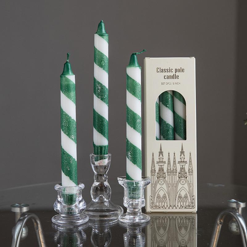 

3 шт./Коробка Спиральные полосатые банкетные свечи для ужина Домашний декор Соевый воск Новогодние свечи с длинным стержнем Рождество 20 см