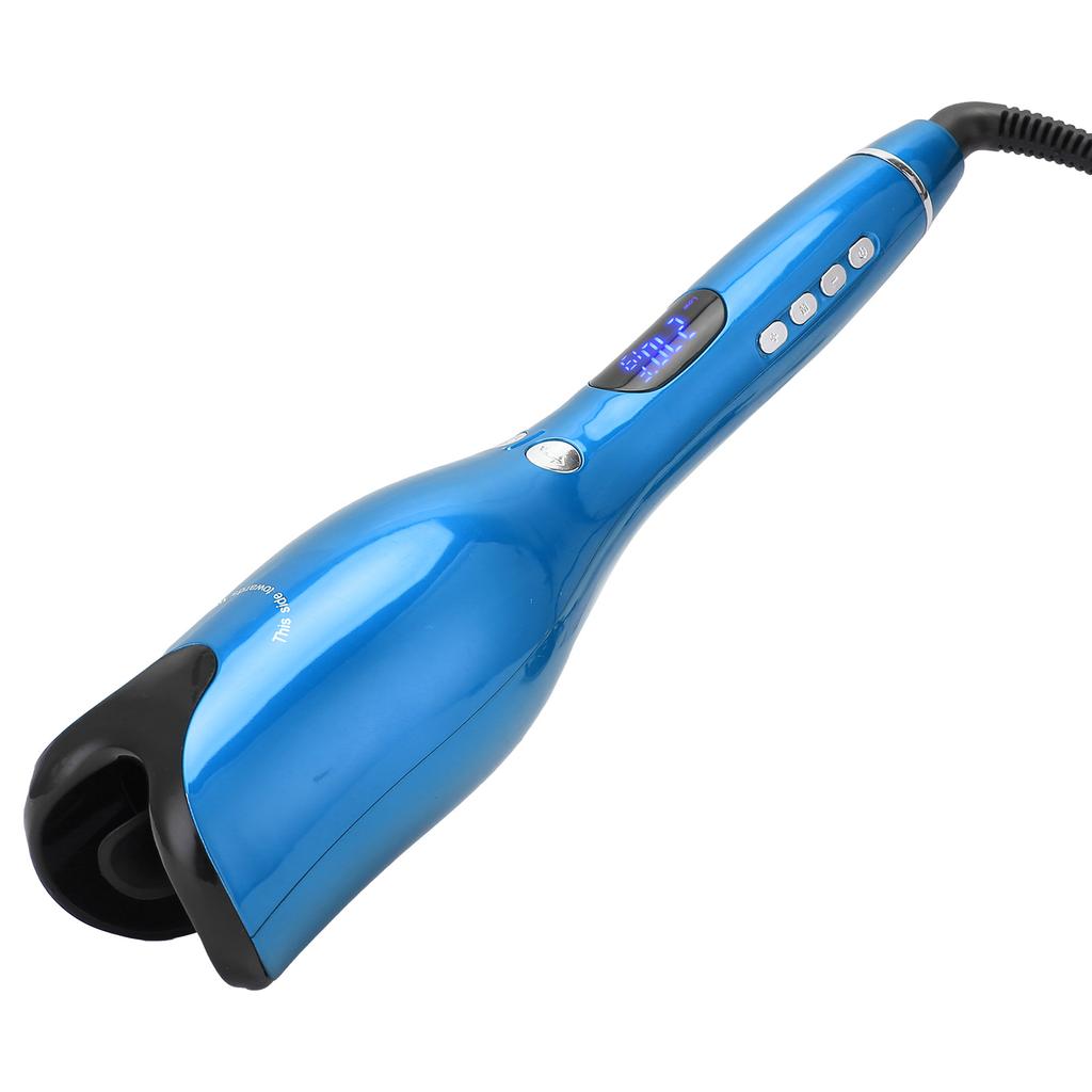 Automatic Curling Iron Wand LED Temperature Display Timer Blue Curling Iron 110‑240VUK Plug