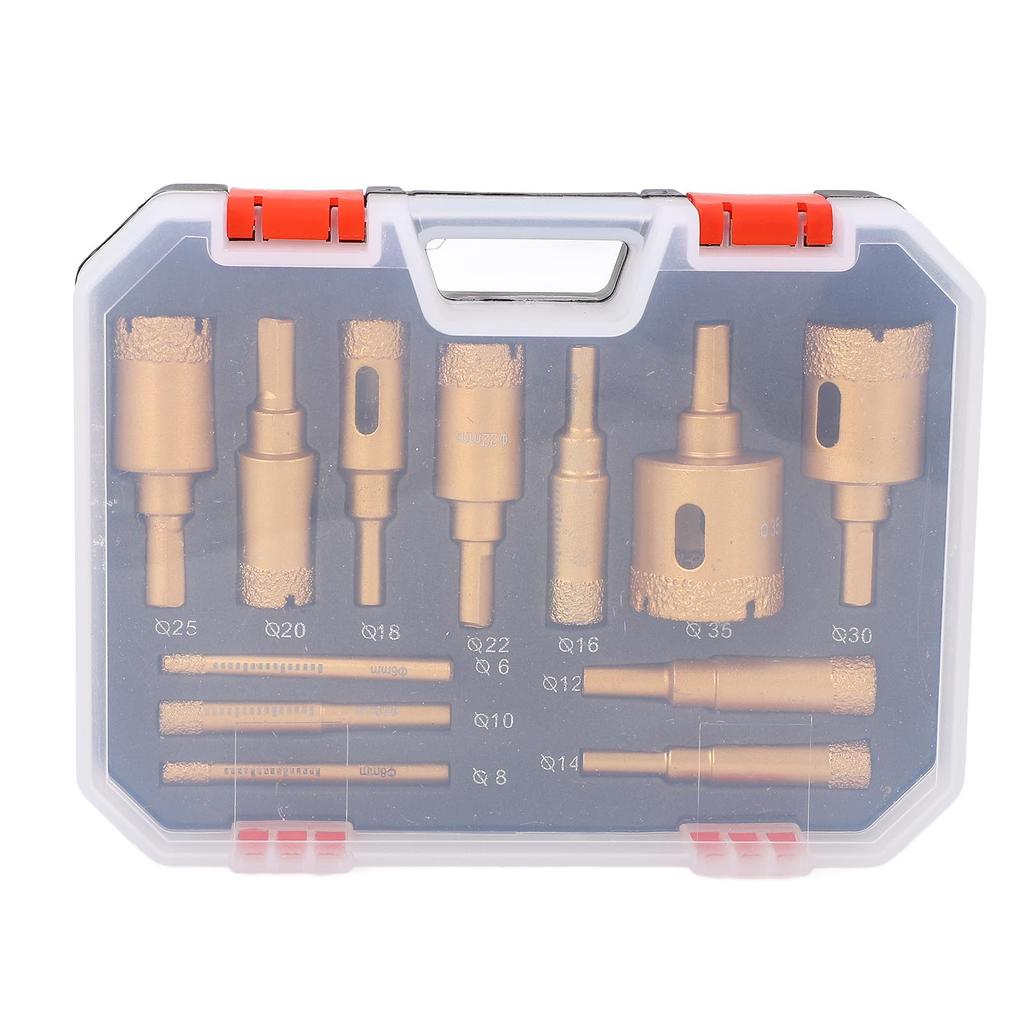 12Pcs M10 Diamond Drill Bit Set 6 8 10 12 14 16 18 20 22 25 30 35MM 40 Grit Dry Wet Diamond Hole