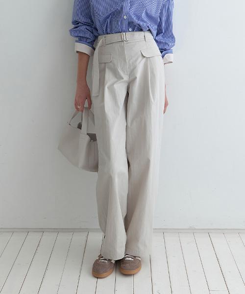 Onaenon Belted Cotton Curved Pants New6Sl216