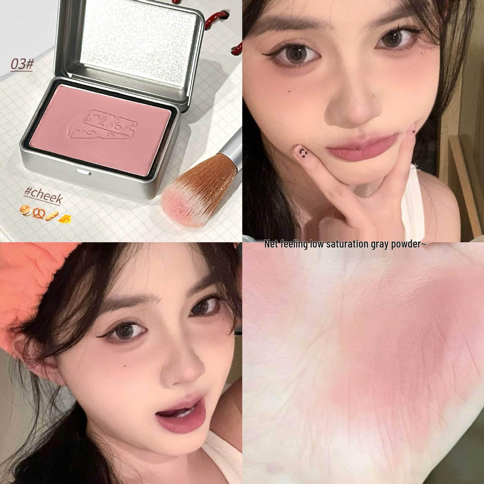 

BLACKNANA Monochrome Blush Tin - Subtle Gray Pink Contour, Long-Lasting Cream for a Youthful, No-Makeup Look.
