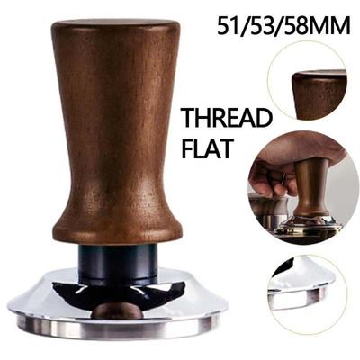 Premium 51/53/58MM Coffee Tamper Stainless Steel Base Wooden Handle Pressure Hammer Durable DIY Coffee Tool Professional Use