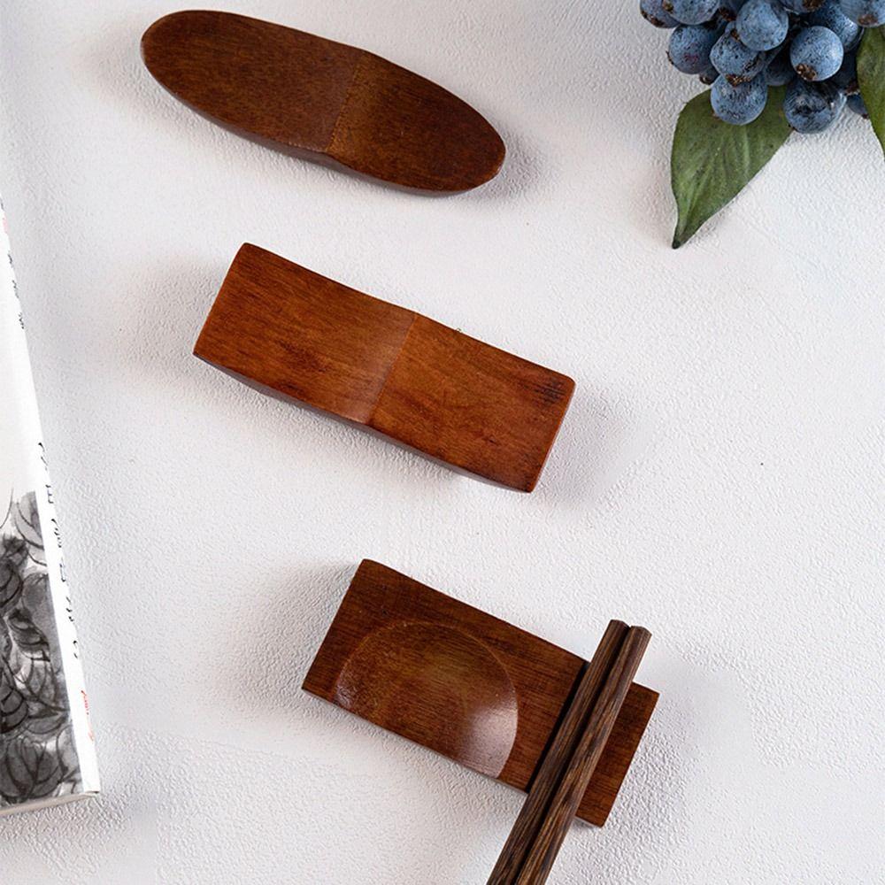 6Pcs Japanese Style Wooden Fork Kitchen Tableware Chopstick Holder Chopstick Rest Chopstick Pillow
