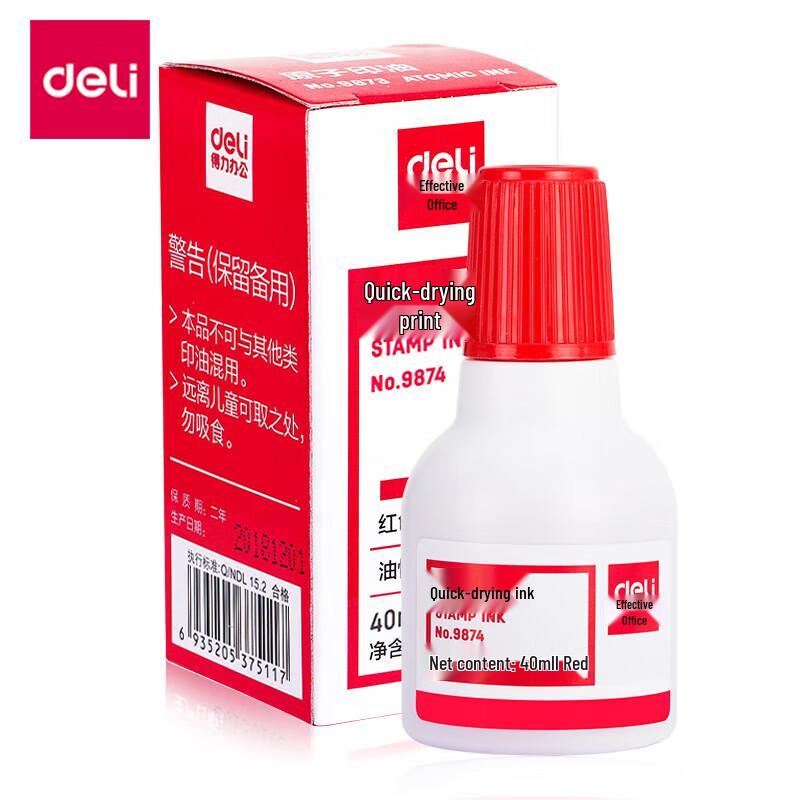 Deli 40ml Quick-Drying Red Ink Refill (5-Pack)