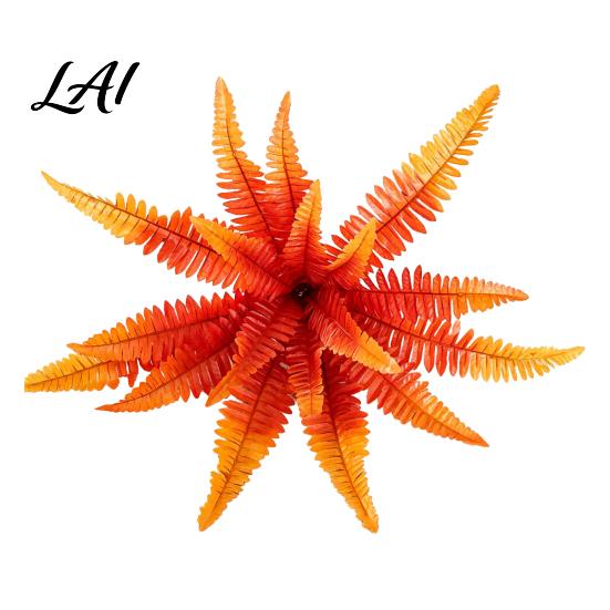 Mixed Match Floral Displays Artificial Fall Fern Plants 18 Heads Autumn Orange Fake Persian Vibrant Flower Arrangements Greenery Bushes Faux Leaves