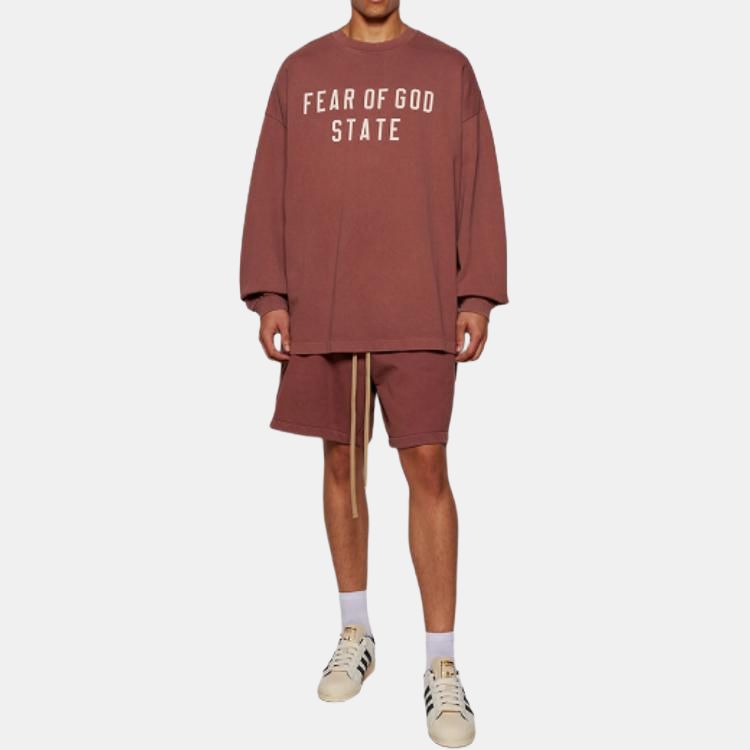 Fear of God Essentials Heavy Long-Sleeve Tee Crimson Men Tops Red 125BT242016F