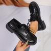 Fashion Large Size Loafers Female Black Single Shoes Female Summer 2025 New Lace-up British Style Small Leather Shoes