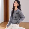 Winter New Round Neck Fun Embroidered Pattern Artistic Style Loose Women's Wool Sweater with Cashmere Included
