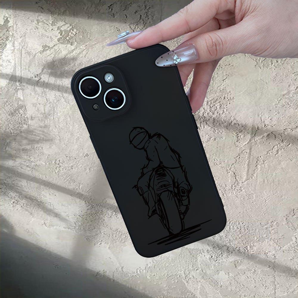 Extremely simple rider motorcycle phone case suitable for iPhone 17 16 15 14 13 12 11 Pro/Max/Plus anti drop and shockproof
