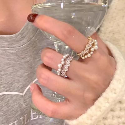 Doppellagiger offener Ring mit Sternenperlen-Design, hochwertiger Luxus, Nischenstil, modischer Ring.