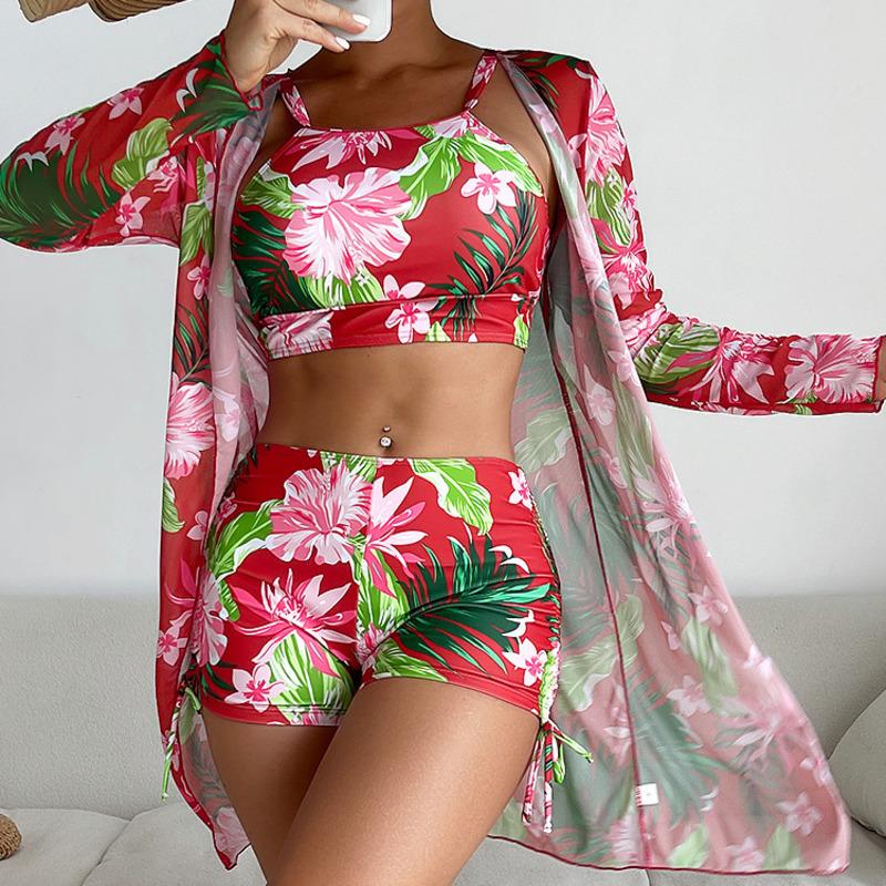 New 2026 Swimsuits Print Tankini Sets Female Swimwear Push Up For Beach Wear Three-Piece Bathing Suits Pool Women Swimming Suit