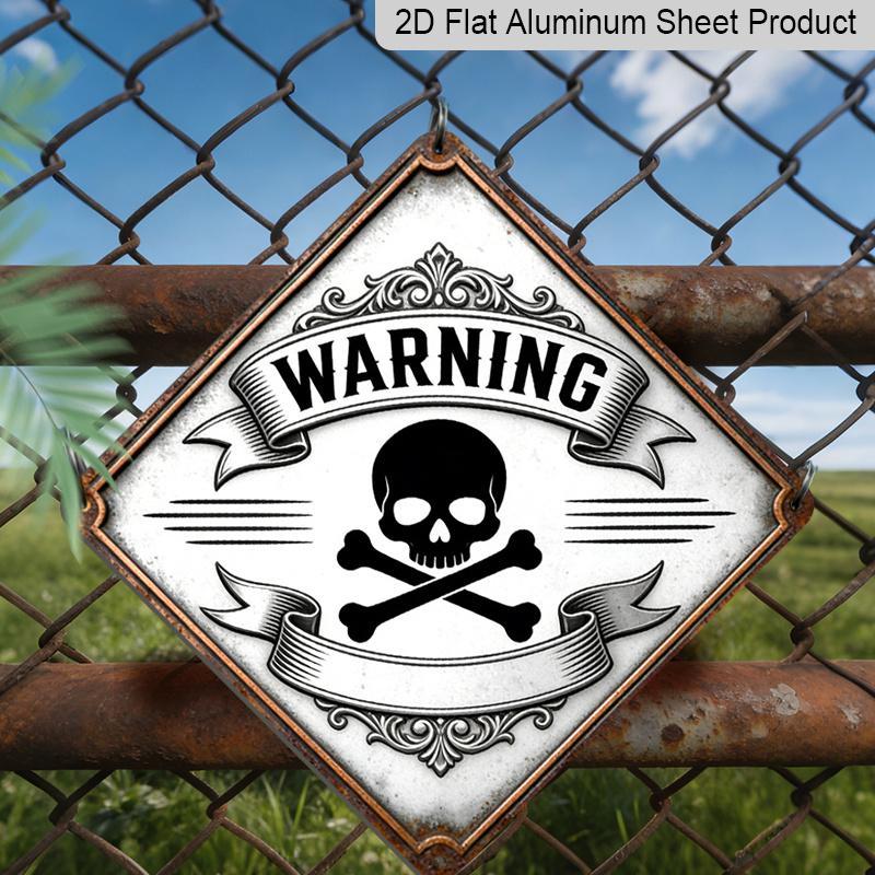 

2D Flat - 1pc Design Featuring A Skull Warning Theme, Metal Warning Decoration Gift for A Colleague, Vintage Metal Sign, Suitable for Decorating 20*20cm