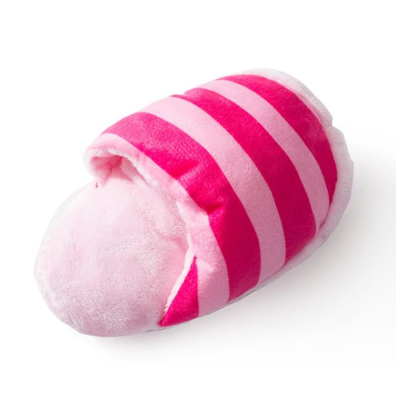 

Полосатые плюшевые тапочки для домашних животных, игрушечные тапочки для щенков и собак, игрушка-скрип зубов, устойчивая к укусам