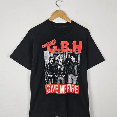 GBH Dej mi oheň Punkrockové grafické tričko pro muže Černé Bavlněné Krátký rukáv Kulatý výstřih Všechny velikosti Pratelné v pračce Ležérní nošení