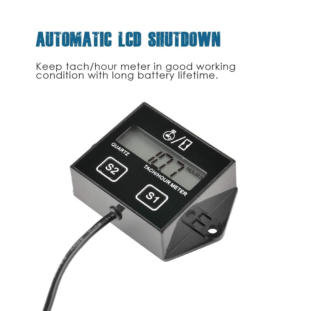 Runleader Digital Hour Meter Tachometer, Maintenance Reminder, Battery Replaceable, Automatically shutdown, Use for ZTR Lawn Mower Tractor Generator