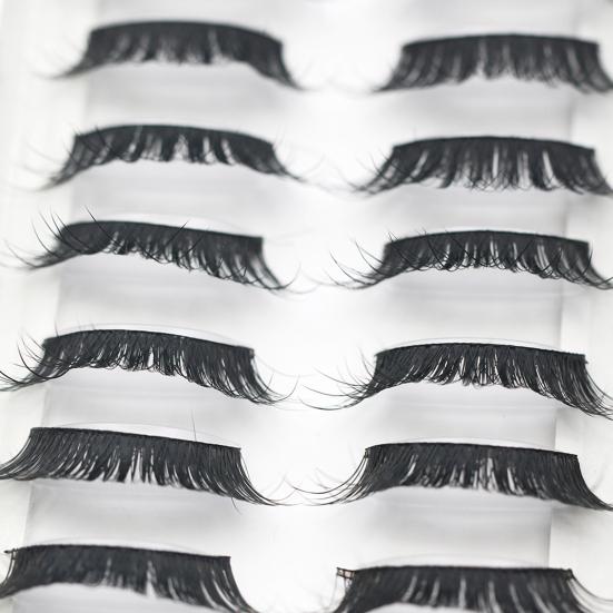 10Pairs False Eyelashes Thick Reusable Synthetic Fiber Naturals Cruelty-Free False Lashes for Daily Life